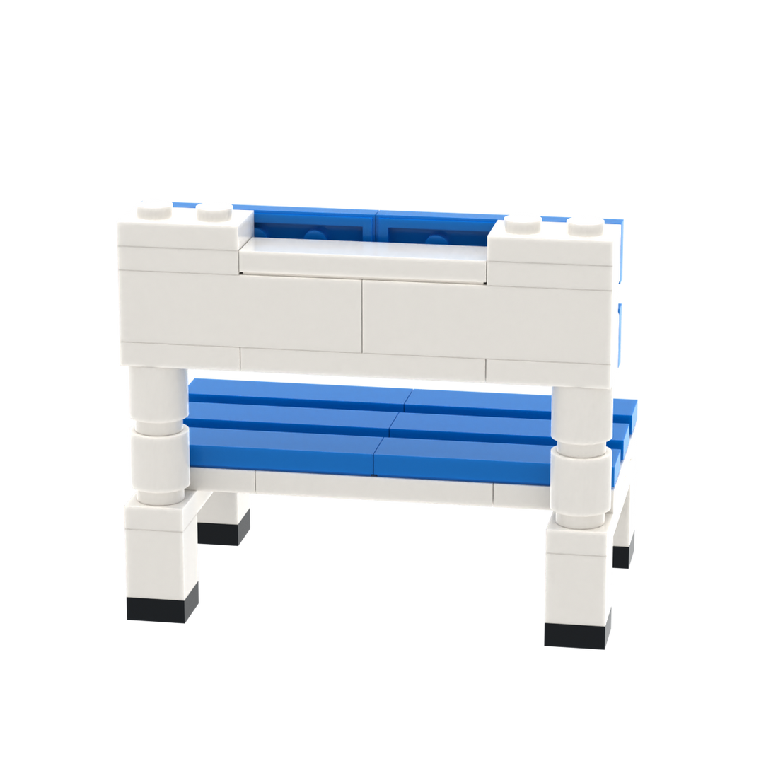 Blue-White Sports Bench brick scene accessory, detail view 1