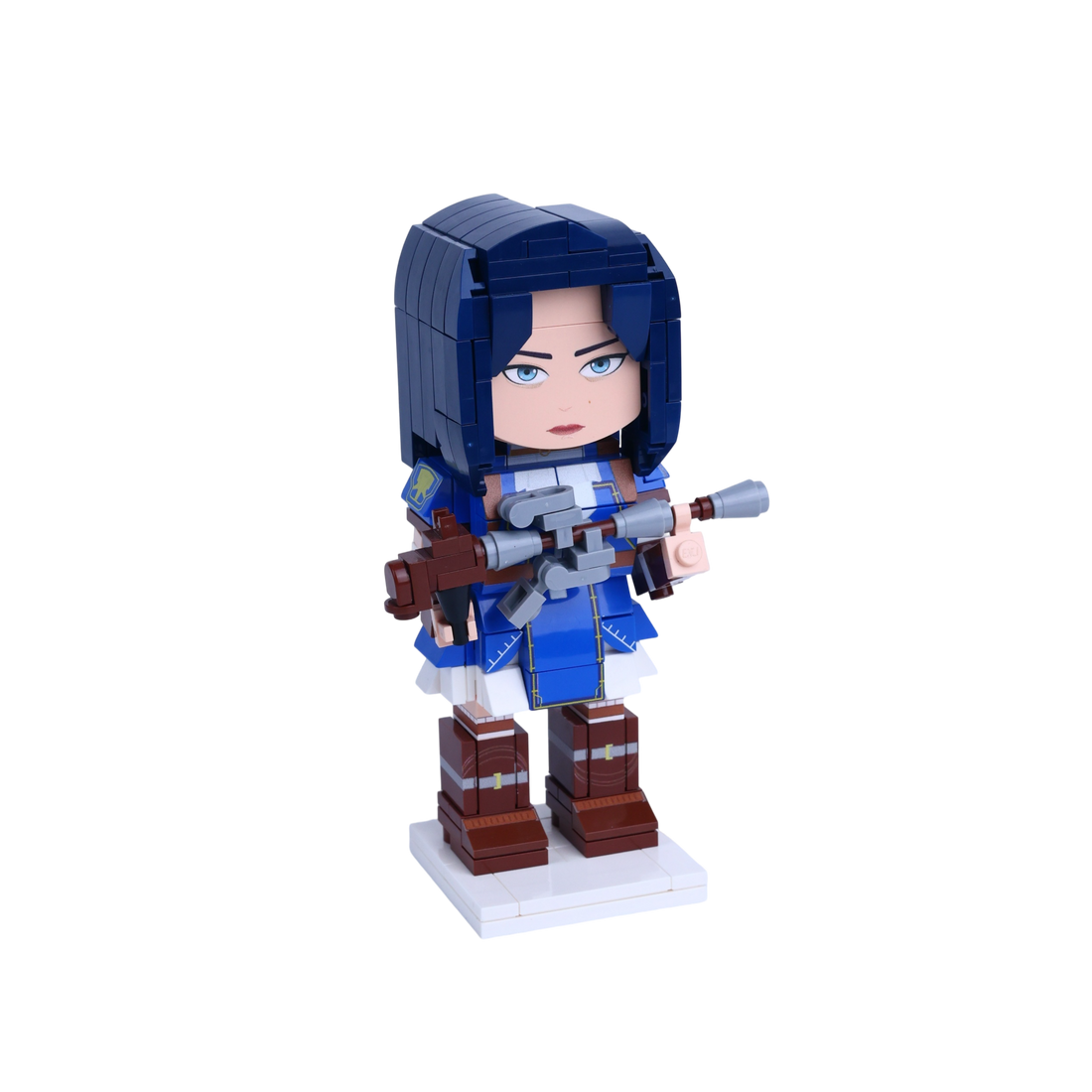 Blueblade Scout custom brick figure, left-side view