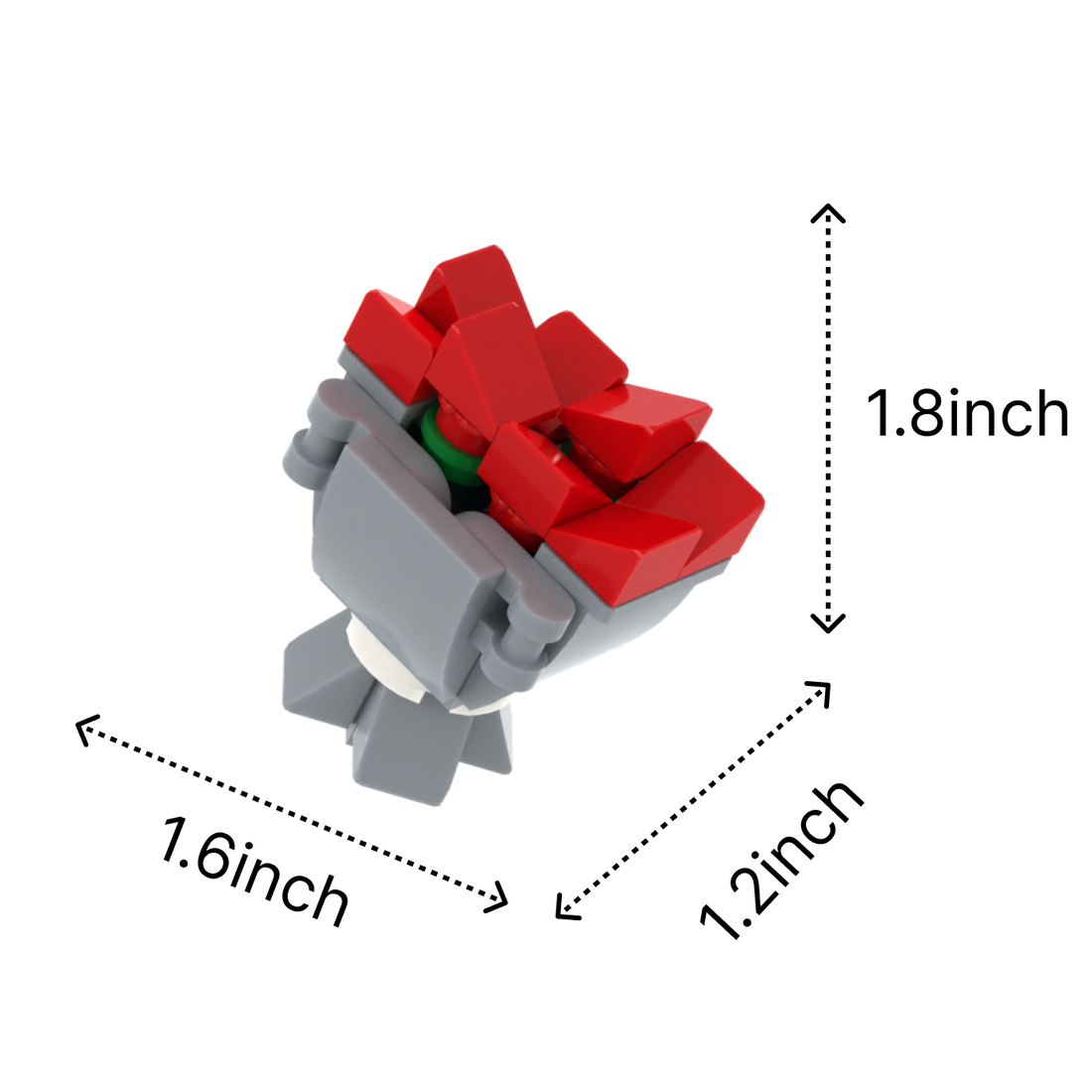 Bouquet brick figure accessory, size guide