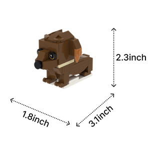 Brown Dachshund dog brick figure, size guide