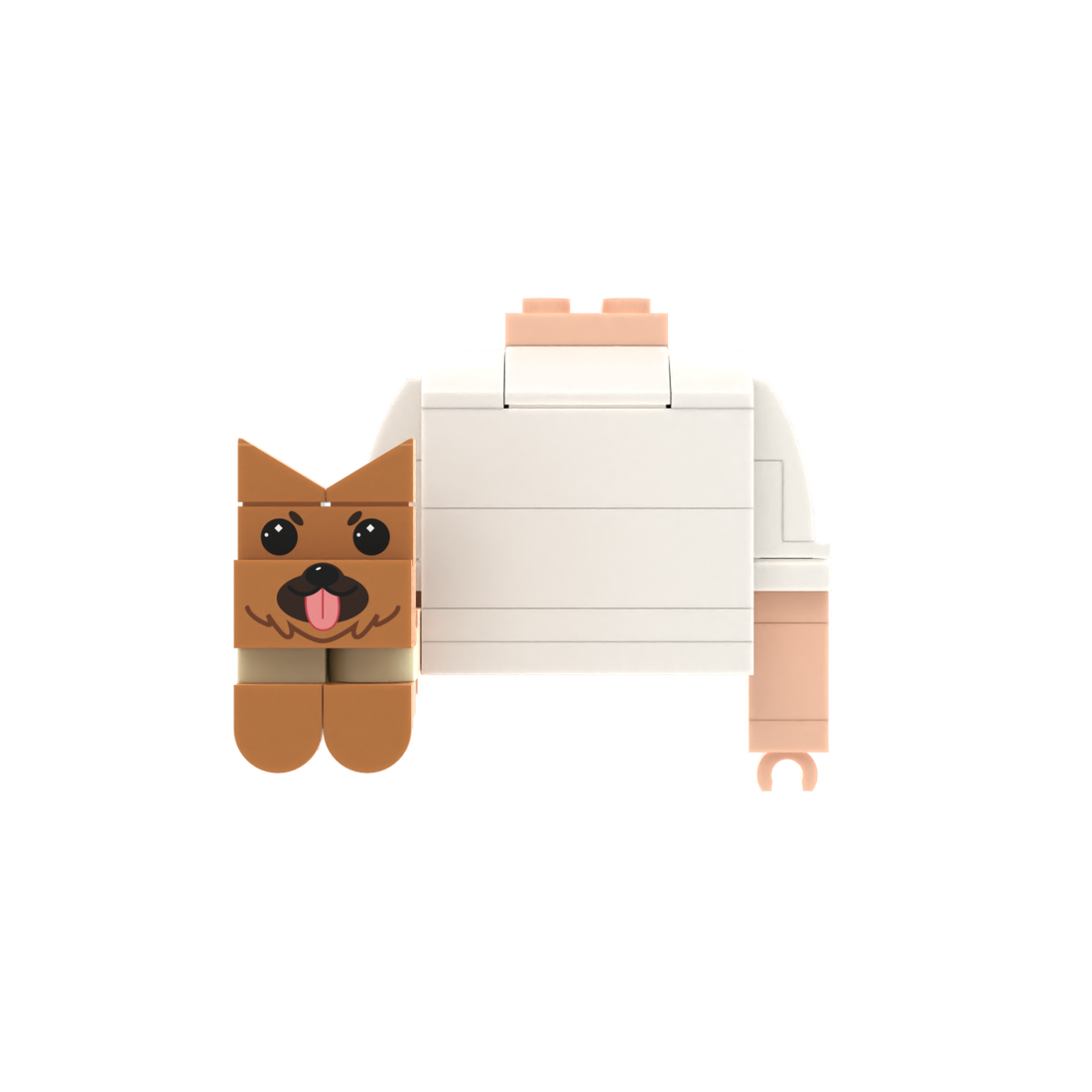 Brown Pointy-Eared Tongue-Out Dog brick figure accessory, main product view