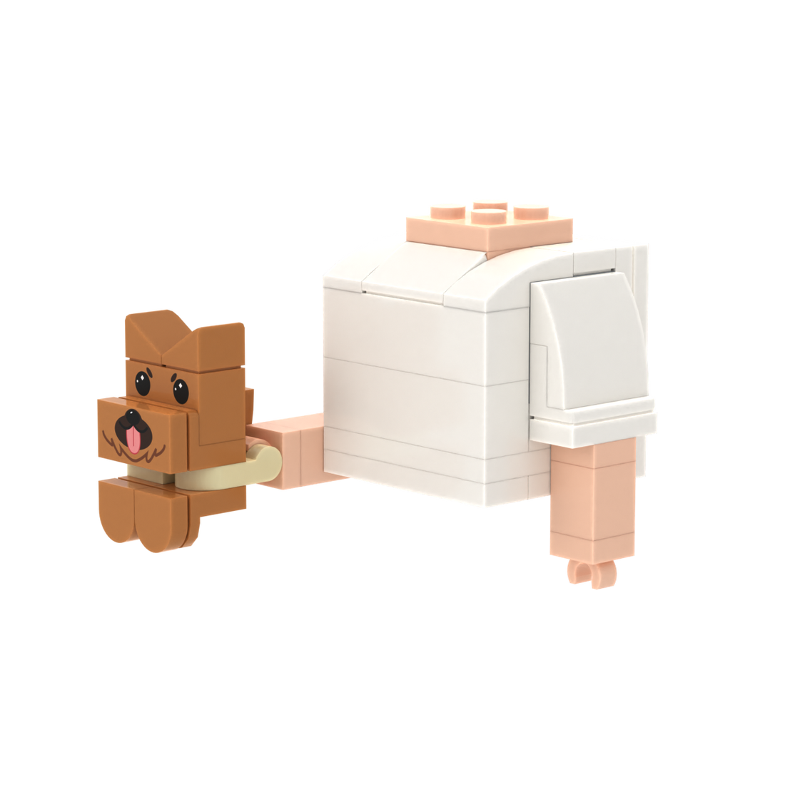Brown Pointy-Eared Tongue-Out Dog brick figure accessory, right-side view