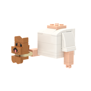 Brown Pointy-Eared Tongue-Out Dog brick figure accessory, right-side view