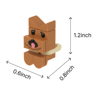 Brown Pointy-Eared Tongue-Out Dog brick figure accessory, size guide