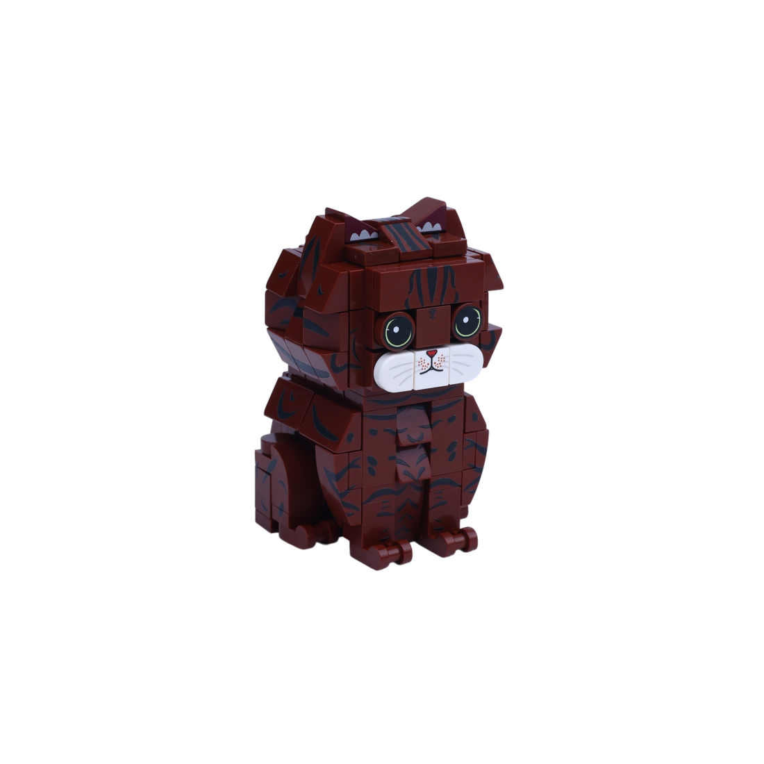 Brown Tabby Cat cat brick figure, left-side view