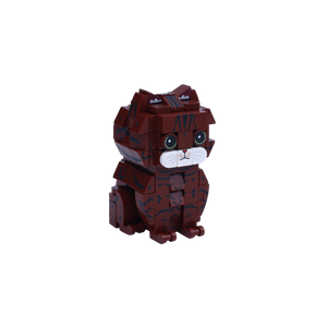 Brown Tabby Cat cat brick figure, left-side view