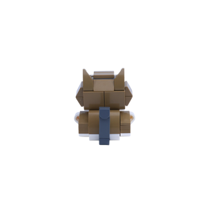 Brown White Cat Design 1 cat brick figure, back view