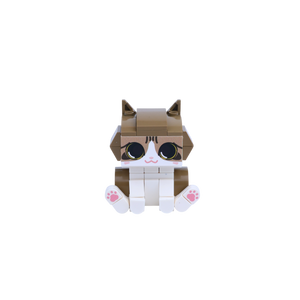 Brown White Cat Design 1 cat brick figure, main product view