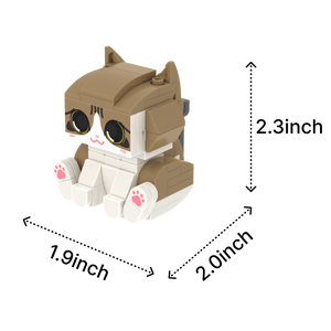 Brown White Cat Design 1 cat brick figure, size guide