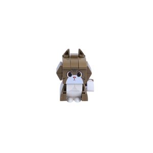 Brown White Cat Design 2 cat brick figure, main product view