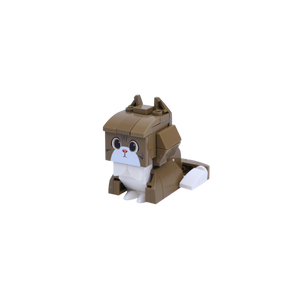 Brown White Cat Design 2 cat brick figure, right-side view