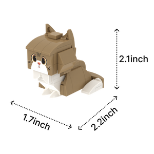 Brown White Cat Design 2 cat brick figure, size guide