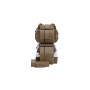 Brown White Cat Design 3 cat brick figure, back view