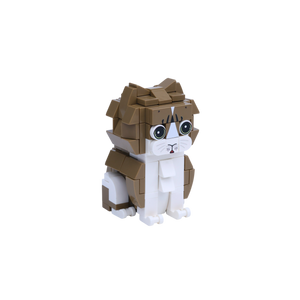 Brown White Cat Design 3 cat brick figure, left-side view