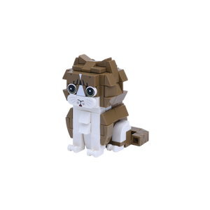 Brown White Cat Design 3 cat brick figure, right-side view