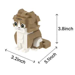 Brown White Cat Design 3 cat brick figure, size guide