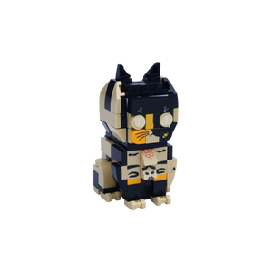 Calico Cat Design 1 cat brick figure, left-side view