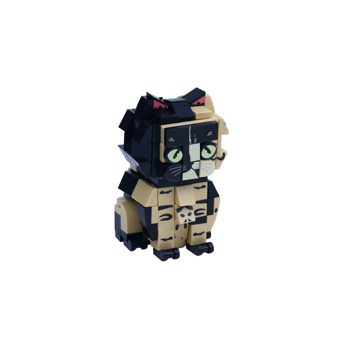 Calico Cat Design 2 cat brick figure, left-side view