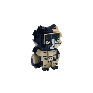 Calico Cat Design 2 cat brick figure, left-side view