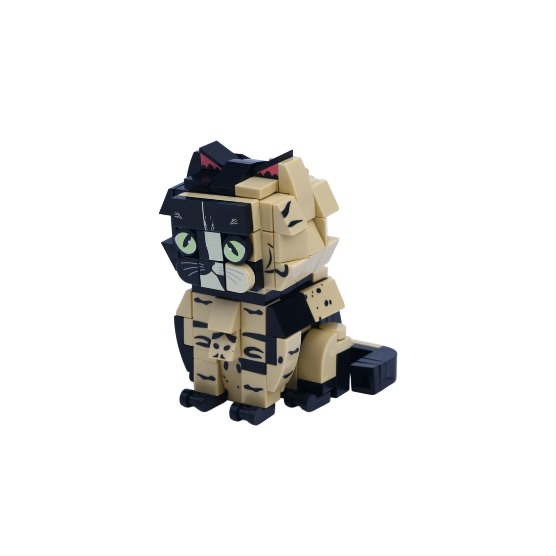 Calico Cat Design 2 cat brick figure, right-side view