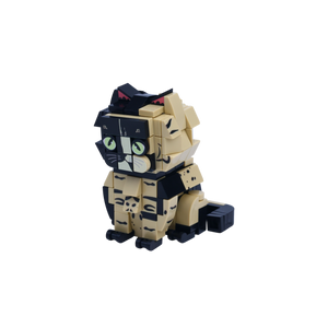 Calico Cat Design 2 cat brick figure, right-side view