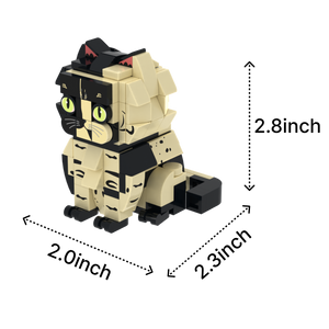 Calico Cat Design 2 cat brick figure, size guide