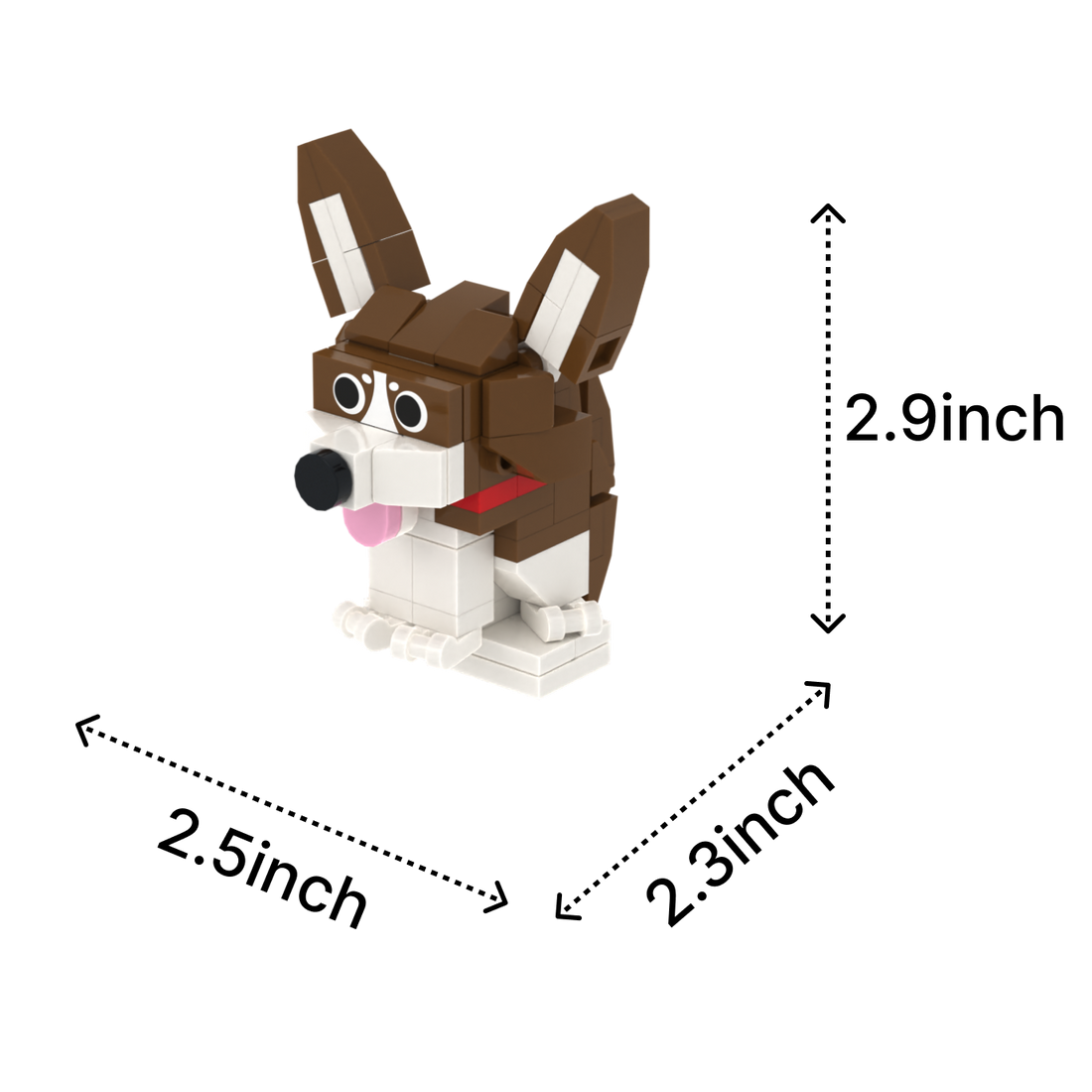 Chihuahua dog brick figure, size guide