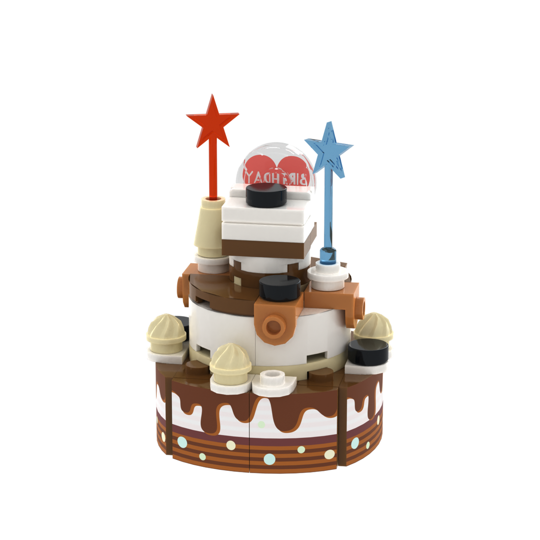 Chocolate Multi-layer Birthday Cake brick scene accessory, detail view 1
