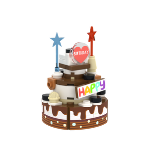 Chocolate Multi-layer Birthday Cake brick scene accessory, right-side view