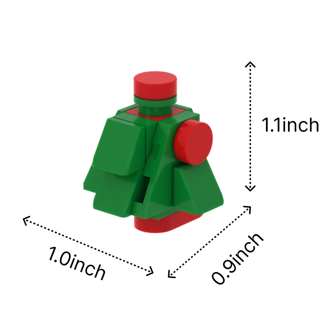 Christmas Tree brick figure accessory, size guide