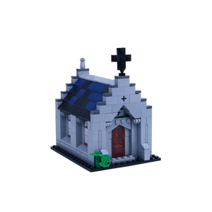 Church brick art collectible, left-side view