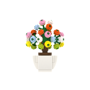 Colorful Potted Flower brick scene accessory, left-side view