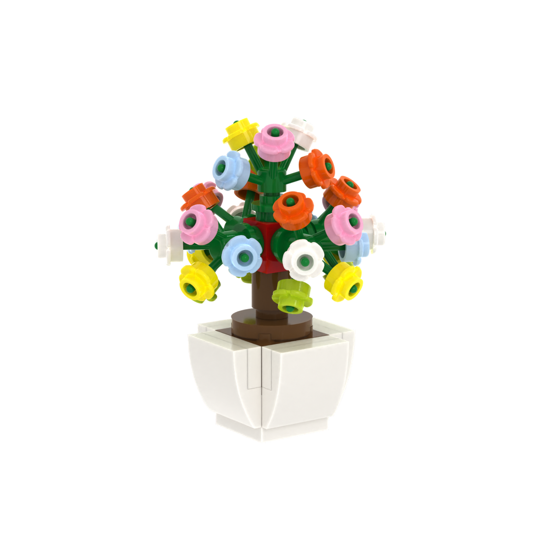 Colorful Potted Flower brick scene accessory, right-side view