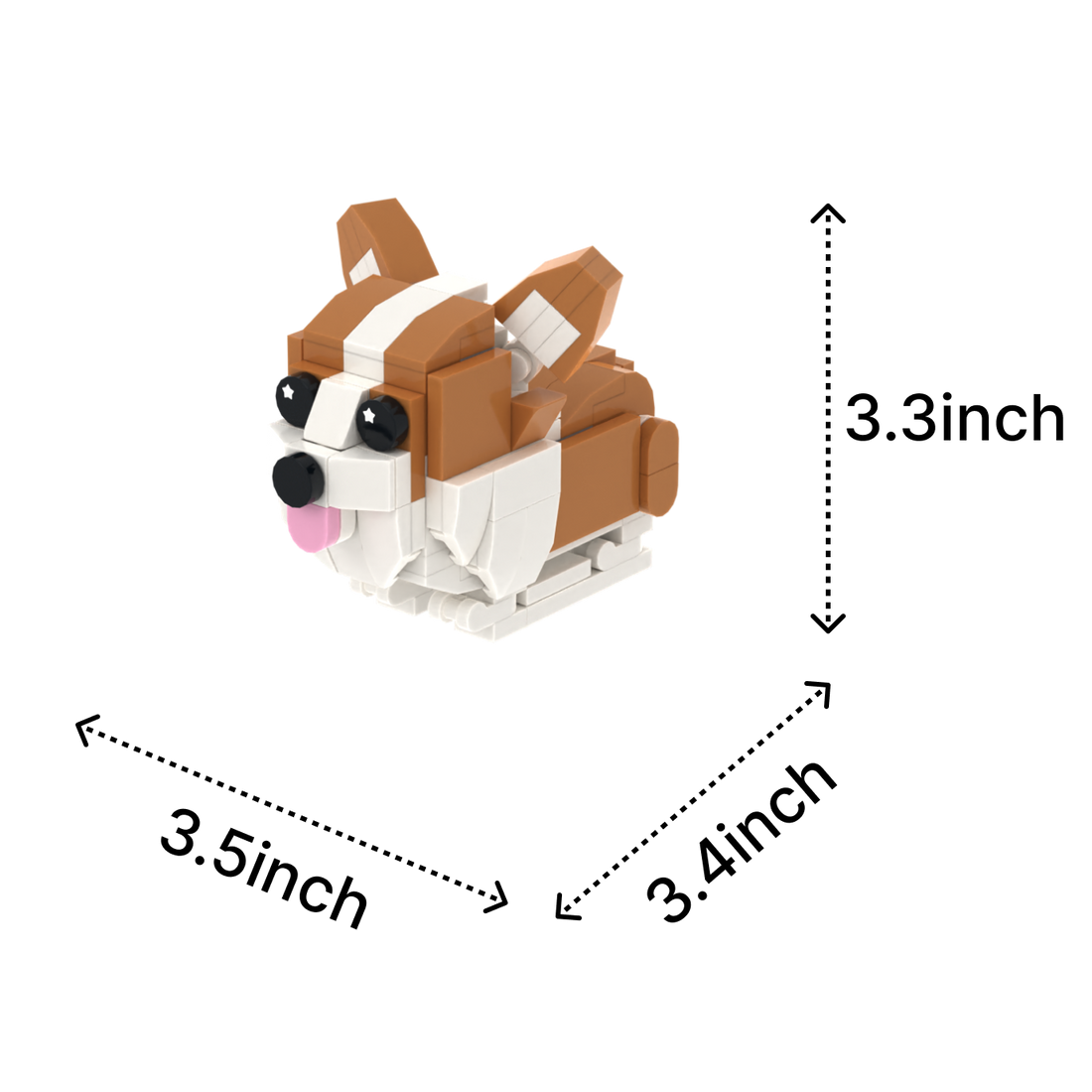 Corgi dog brick figure, size guide