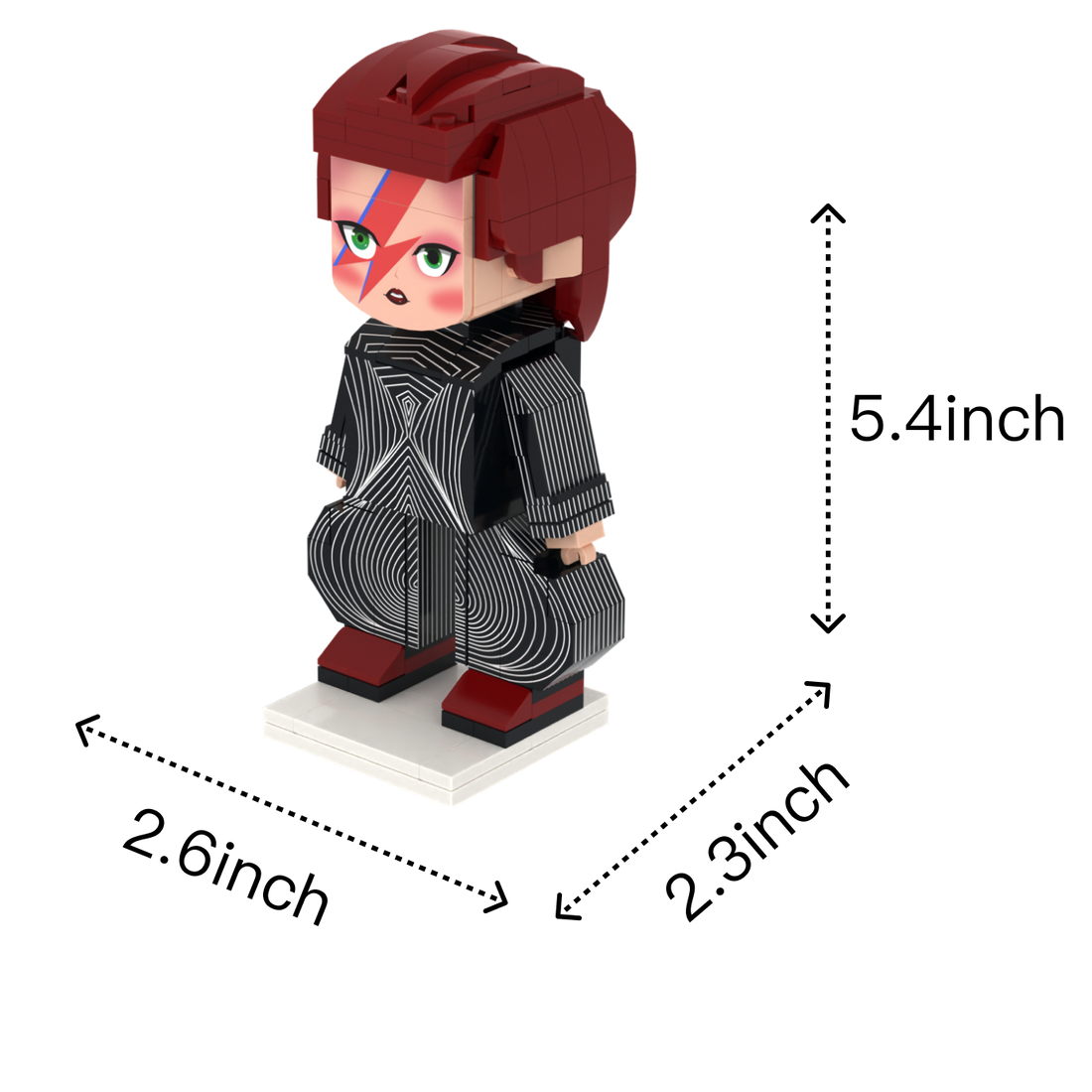 Cosmic Glam Performer custom brick figure, size guide