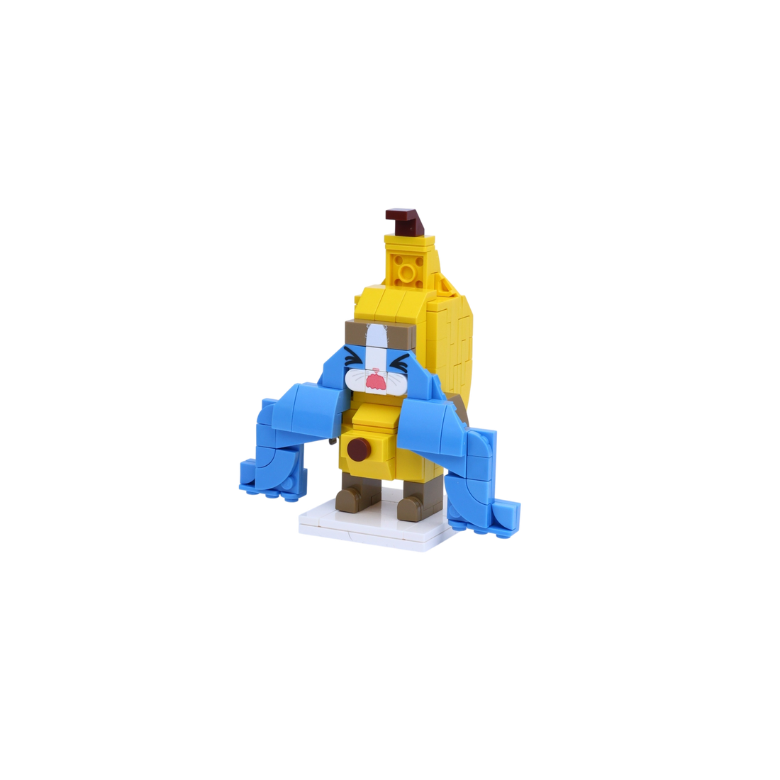 Crying Banana Cat brick art collectible, right-side view