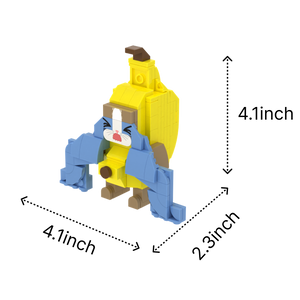 Crying Banana Cat brick art collectible, size guide