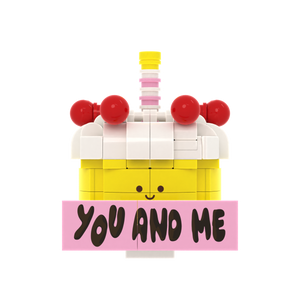 Cute Cartoon Cake brick scene accessory, left-side view