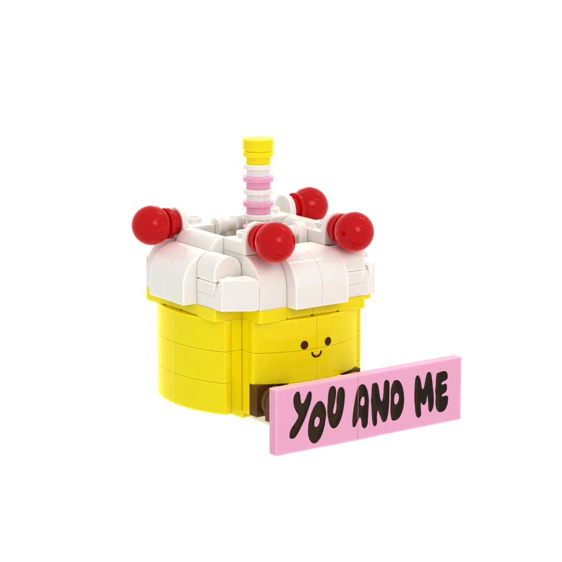 Cute Cartoon Cake brick scene accessory, right-side view