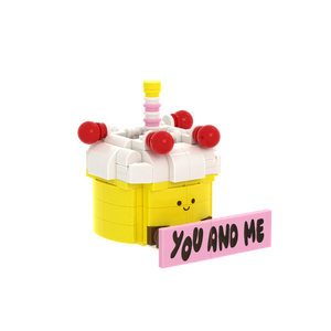Cute Cartoon Cake brick scene accessory, right-side view