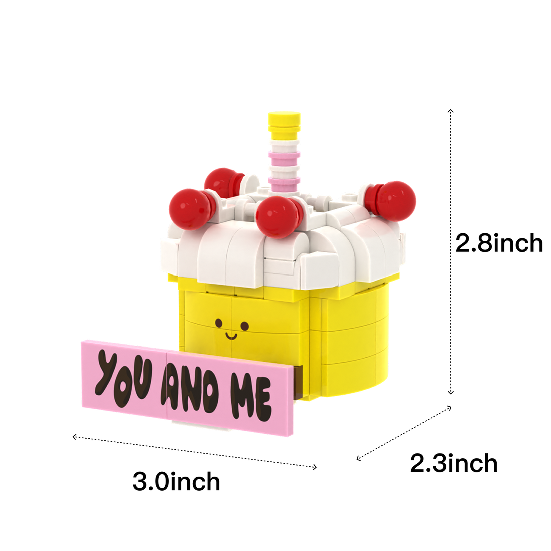 Cute Cartoon Cake brick scene accessory, size guide