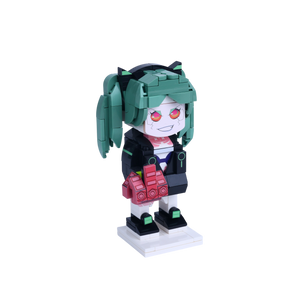Cyber Pigtail Blaster custom brick figure, left-side view