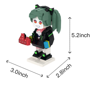 Cyber Pigtail Blaster custom brick figure, size guide