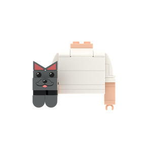 Dark Gray Pointy-Eared Whiskered Cat brick figure accessory, main product view