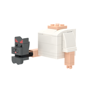 Dark Gray Pointy-Eared Whiskered Cat brick figure accessory, right-side view