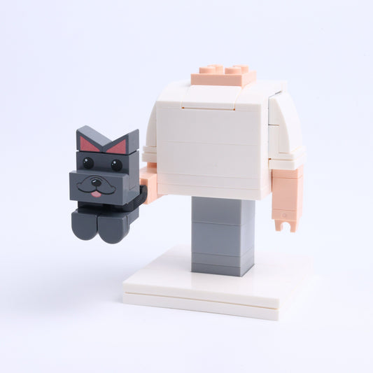 Dark Gray Pointy-Eared Whiskered Cat brick figure accessory, right-side view