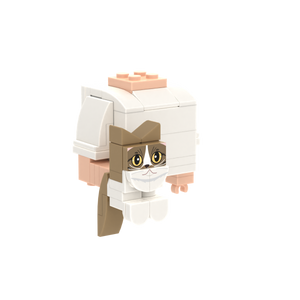 Dark Tan Cat brick figure accessory, left-side view