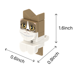 Dark Tan Cat brick figure accessory, size guide