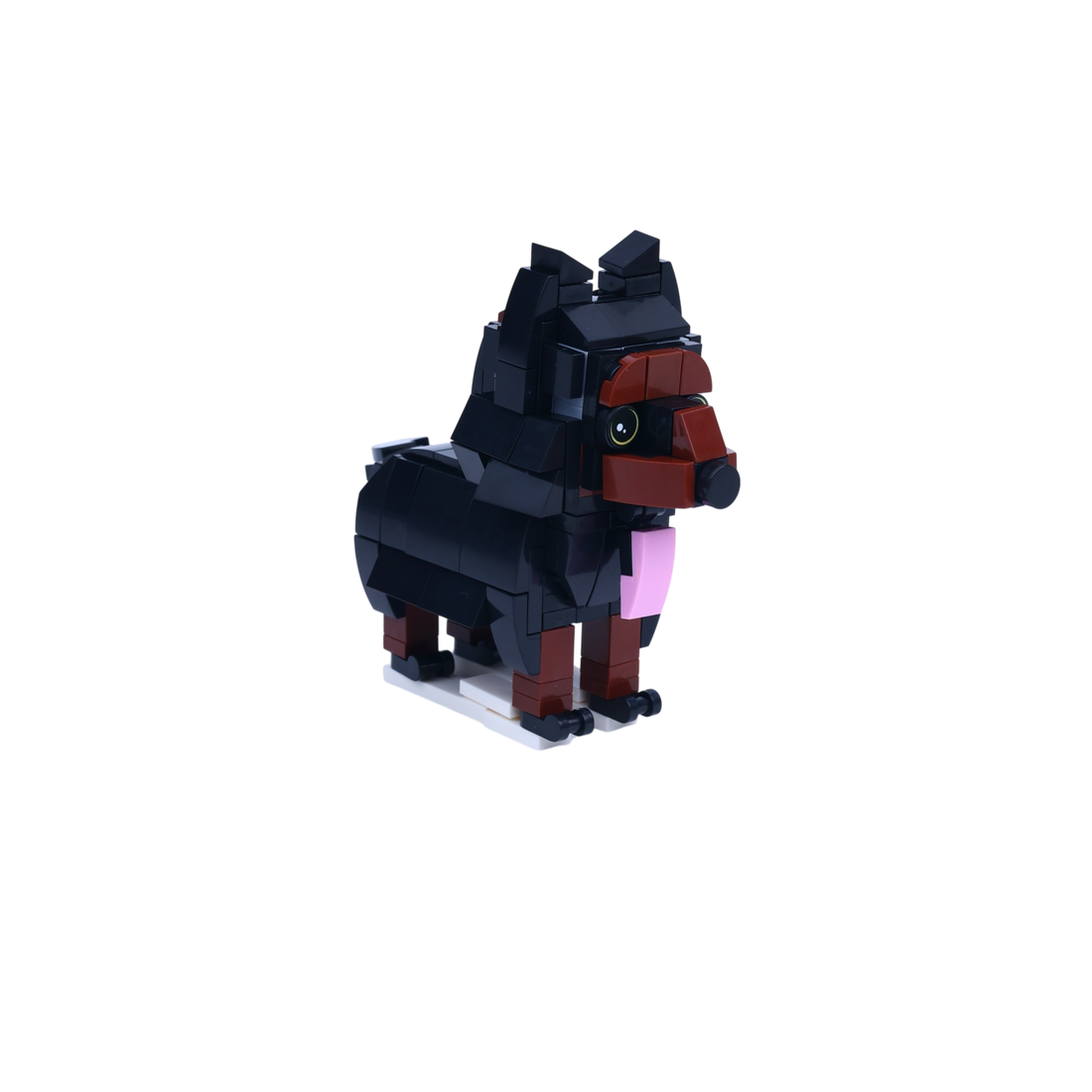 Doberman dog brick figure, left-side view