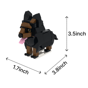 Doberman dog brick figure, size guide